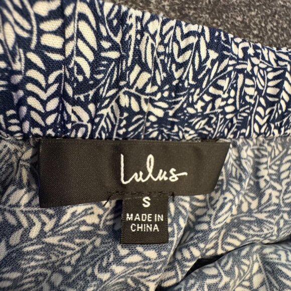 Lulus Navy Blue Print Wrap Maxi Skirt, Small - Picture 3 of 8